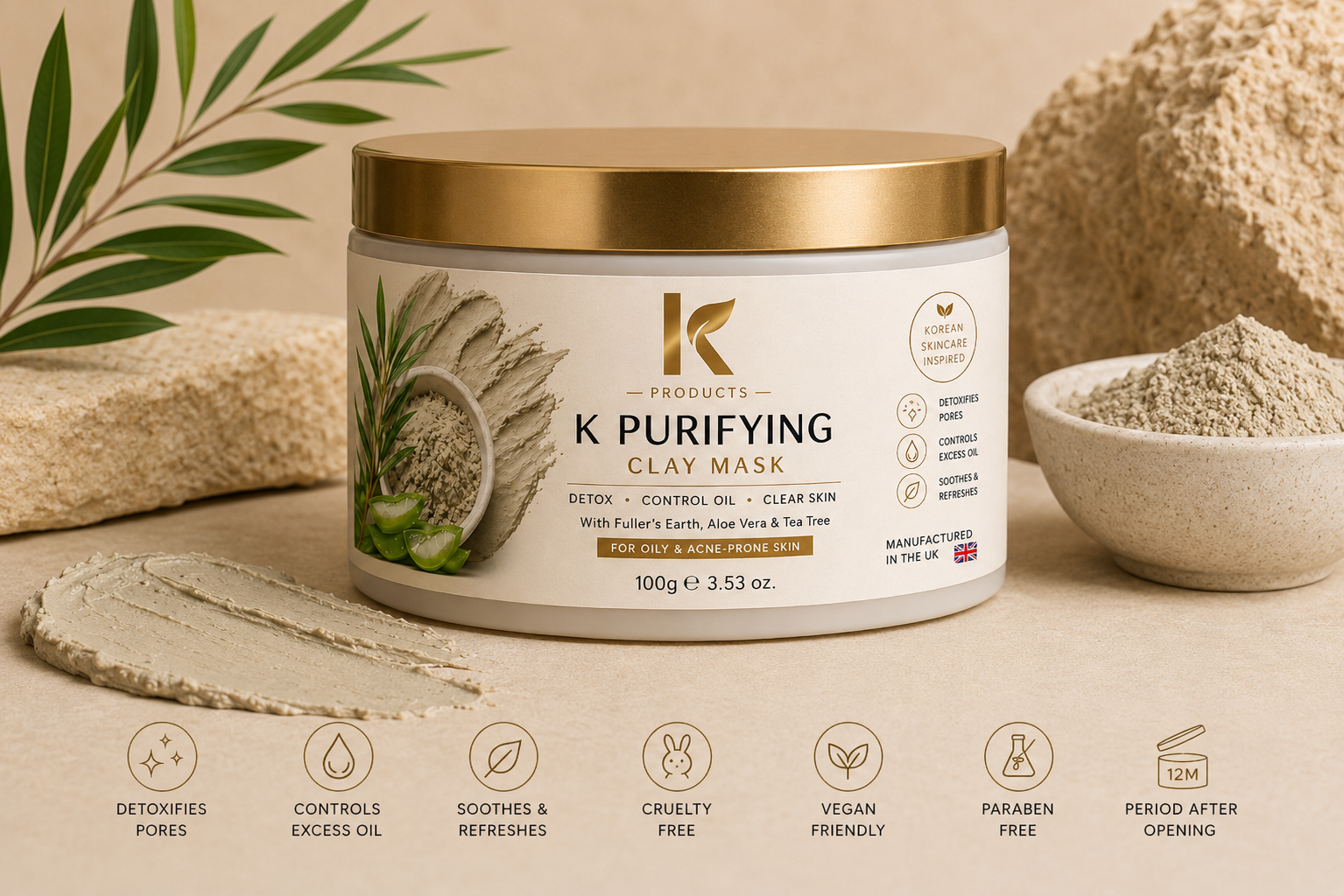 Purifying Clay Face Mask for Clear & Healthy Skin |(100g) K Products - Image 4