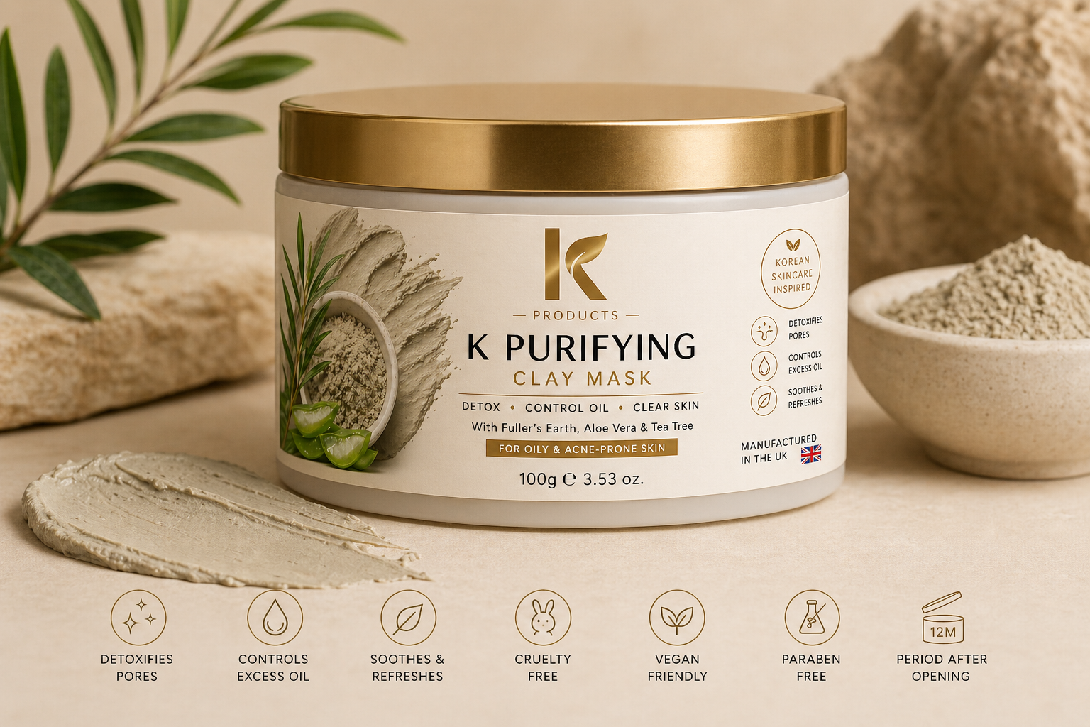 Purifying Clay Face Mask for Clear & Healthy Skin |(100g) K Products - Image 3