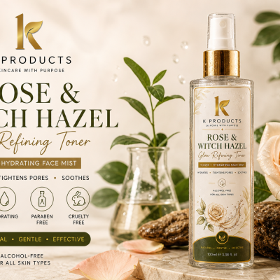 Rose & Witch Hazel Glow Refining Toner (100ml) | Natural Facial Toner UK